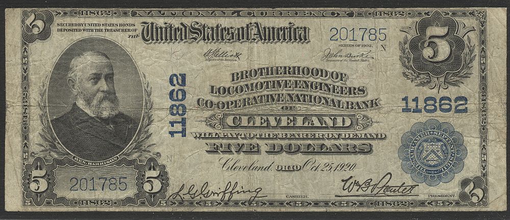 Cleveland, OH Ch.#11862, 1902PB $5, 201785, Fine